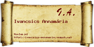 Ivancsics Annamária névjegykártya